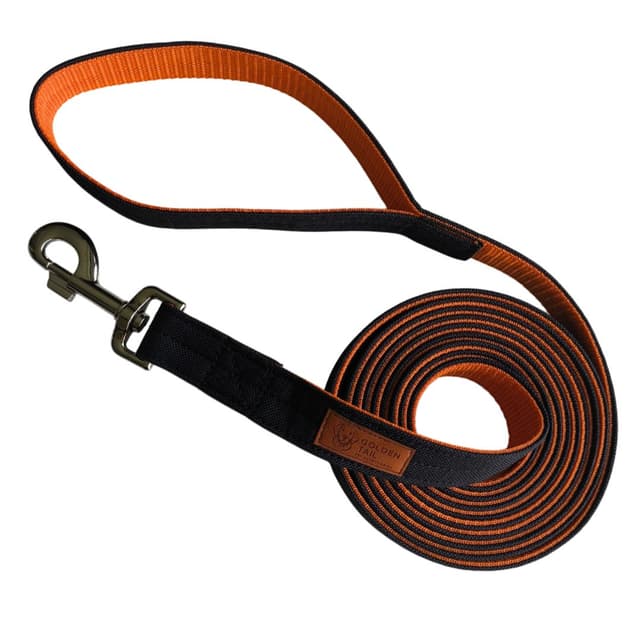 Smycz dla psa GoldenTail duży karabińczyk pomarańczowa czarna mocna