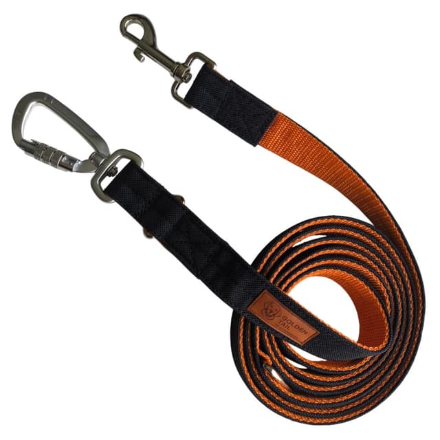 Smycz dla psa GoldenTail 2m przepinana regulowana pomarańczowa czarna mocna